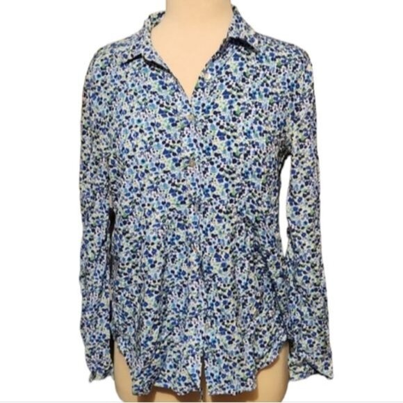 Jane & Delancy Small Flowy Flower Button Up Business Casual Shirt - Picture 1 of 4